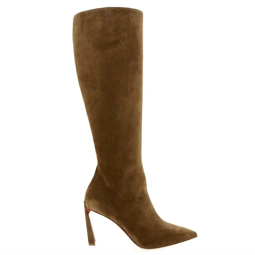 New Christian Louboutin Condora Botta 85 Brown Suede Boots Size 40 US 10 Women